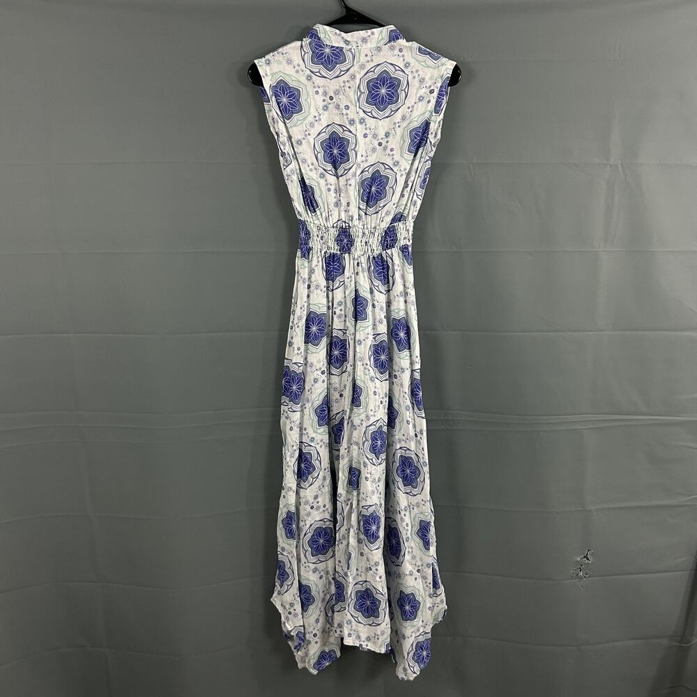 Temptation Positano Dress XS Ieranto Linen Maxi Blue Floral Boho Sundress Italy - Picture 9 of 13